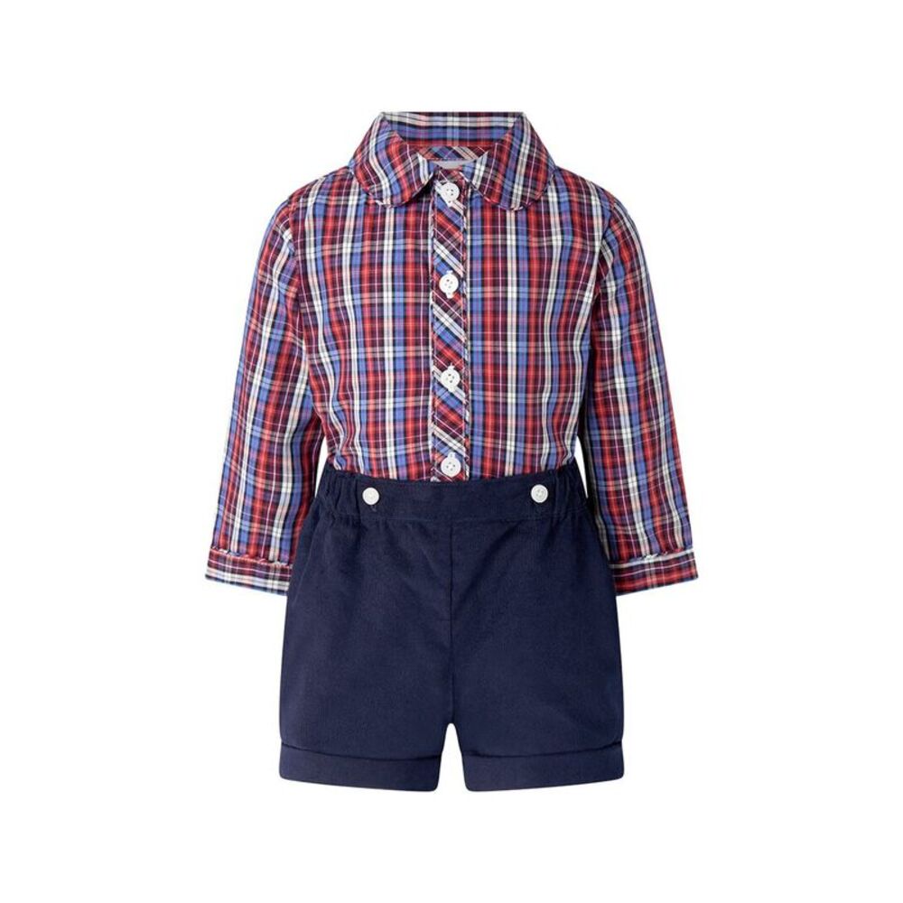 Rachel Riley Check Shirt And Cord Short Set